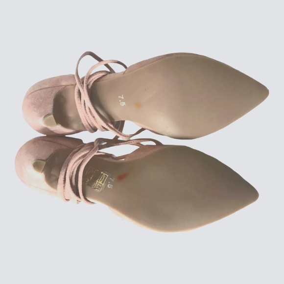 🔥Jeffrey Campbell PINK SUEDE LACE UP Kitten HEELS Size 7.5 - Picture 5 of 7